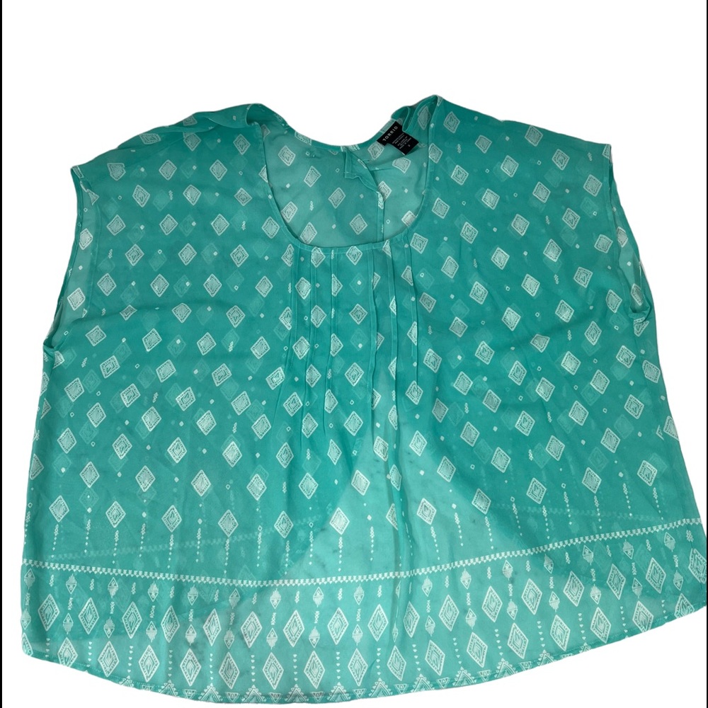 TORRID Blouse Sleeveless Green Sheer Asymmetrical Back Button Plus Size … - Picture 4 of 8